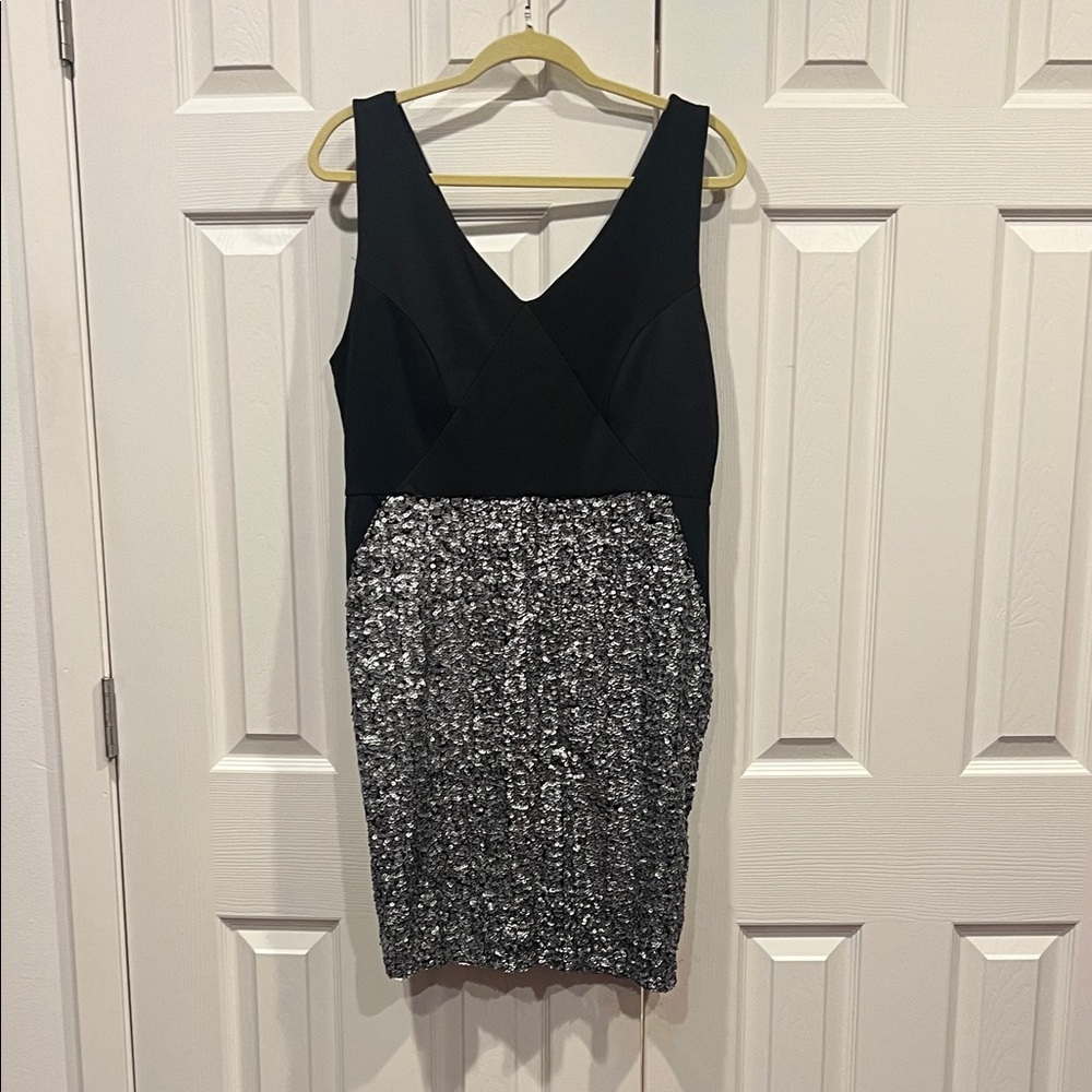 Metaphor Black and Silver Sequin Mini Dress